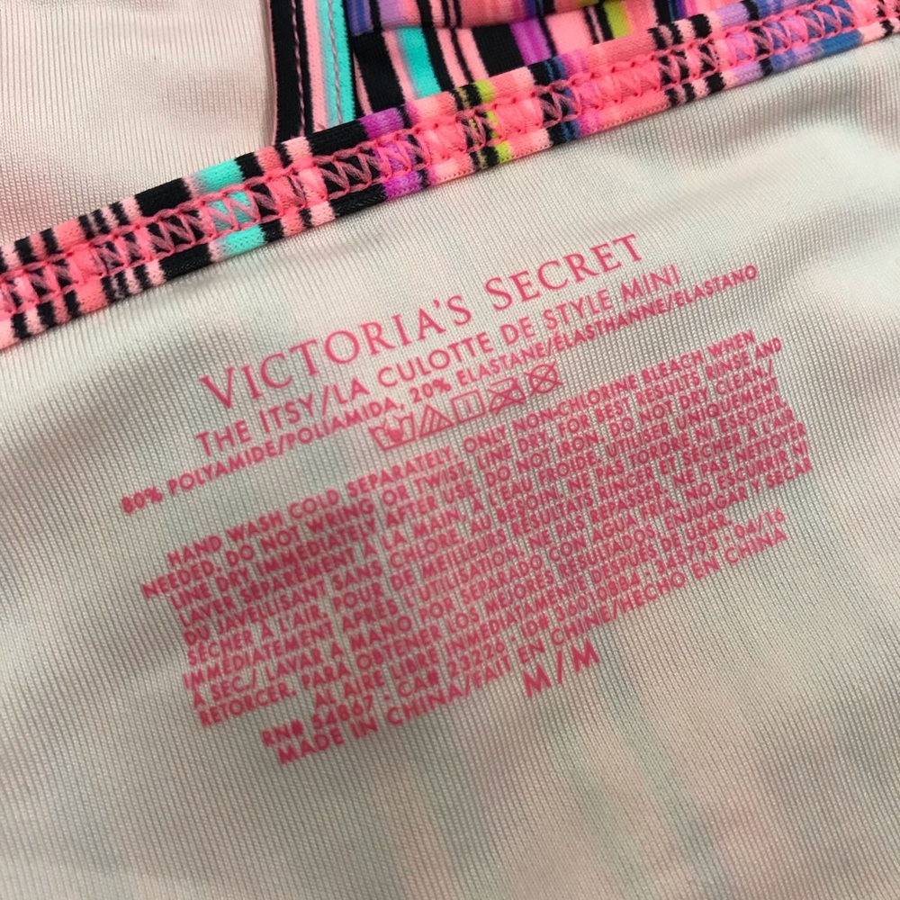 Victoria’s Secret l M The Itsy Pink Stripe Texture Halter Cheeky Bikini Swimsuit - Picture 12 of 15